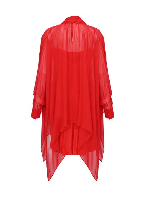 Abito corto in georgette con collo a fiocco Carminio BLUGIRL | RA6010 TS44181663